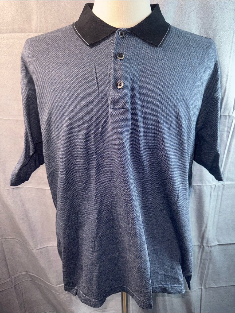 1540-Axist Men's Dark Blue Polo with Black Contrast Collar
